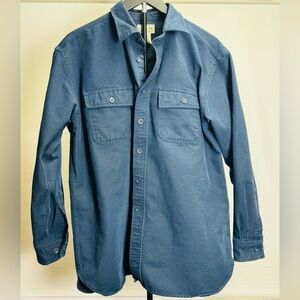 Vintage LL Bean Navy Cotton Button Down Shirt Jacket Large